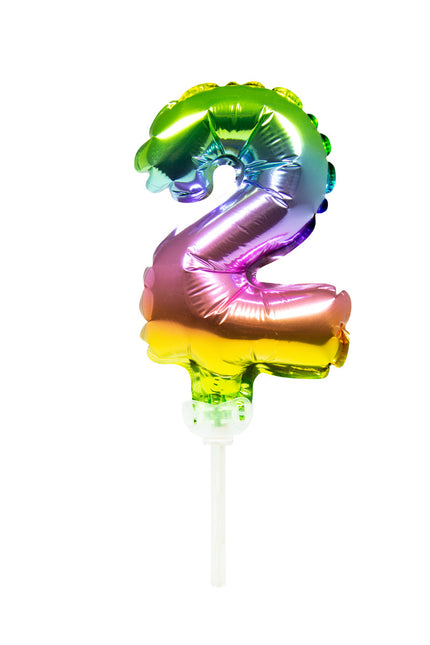 Palloncino in foil Figura 2 Arcobaleno 13 cm con bastoncino