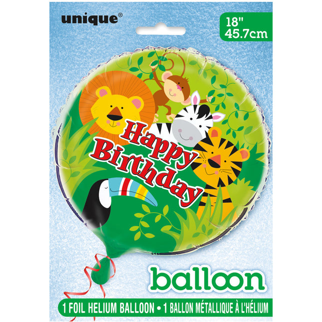 Palloncino ad elio Happy Birthday Jungle 45cm vuoto