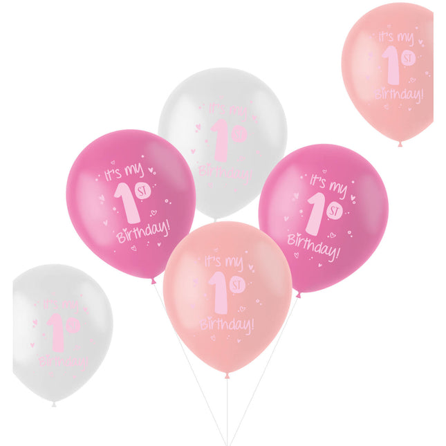 Palloncini It's My 1St Birthday Rosa 33cm 6 pezzi