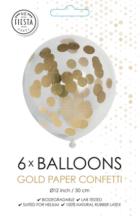 Palloncini a coriandoli oro 30cm 6pz