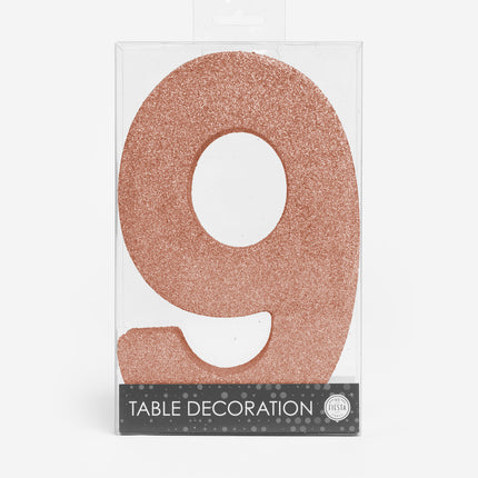 Decorazione da tavolo oro rosa Figura 9 Glitter 20,5 cm