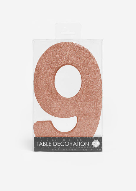 Decorazione da tavolo oro rosa Figura 9 Glitter 20,5 cm