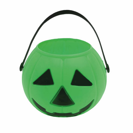 Secchiello per caramelle di Halloween verde Zucca 15 cm