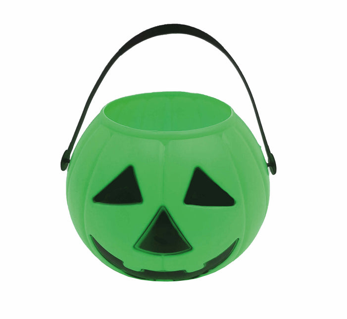 Secchiello per caramelle di Halloween verde Zucca 15 cm