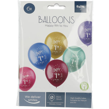 Palloncini 9 anniHappy 9th 33cm 6pz