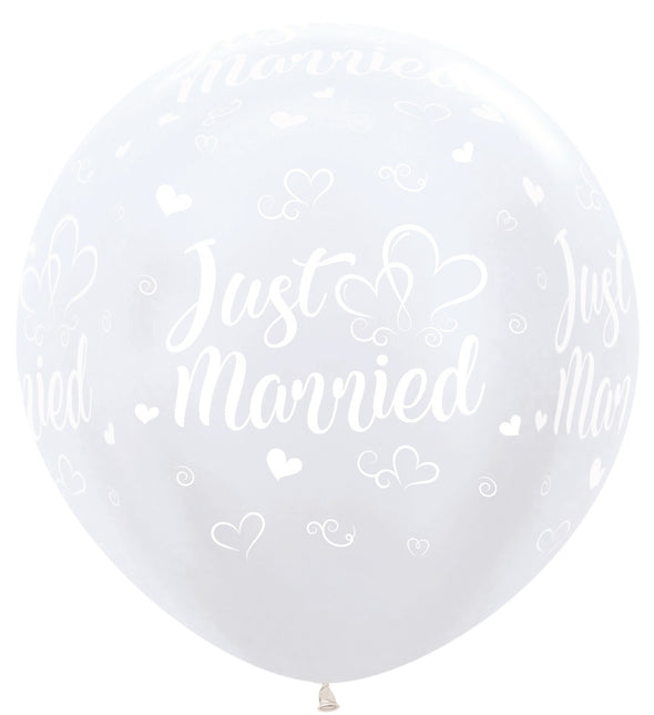 Palloncini Just Married Hearts Pearl White 91cm 2pcs