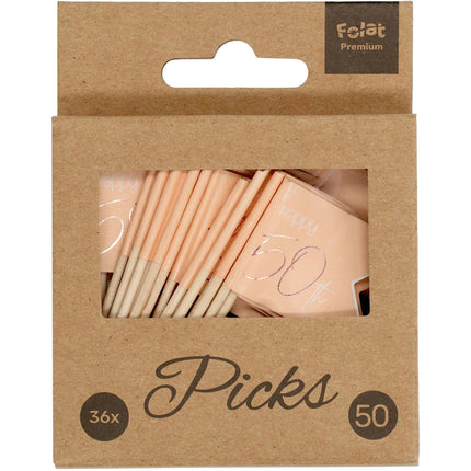 Prickers 50 anni oro rosa 6,5 cm 36 pezzi