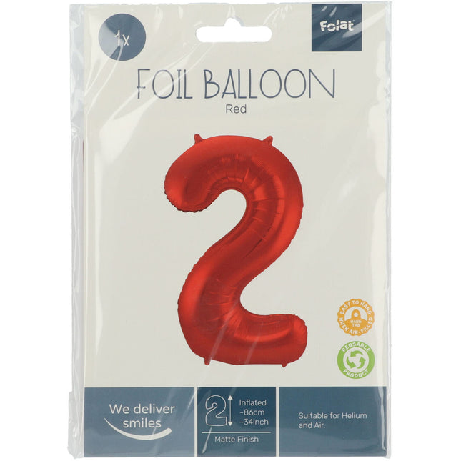 Palloncino Foil Figura 2 Rosso Opaco XL 86cm vuoto