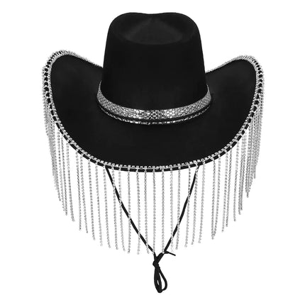 Cappello da cowgirl nero glitterato