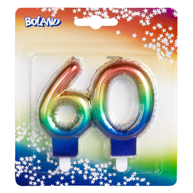 Candela arcobaleno 60 anni 8 cm