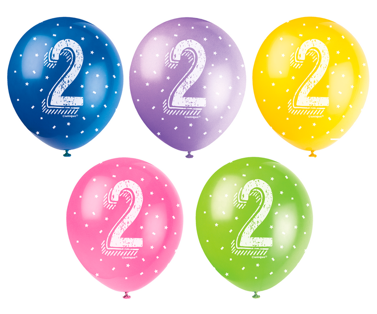 Palloncini 2 anni Coriandoli 30cm 5pz