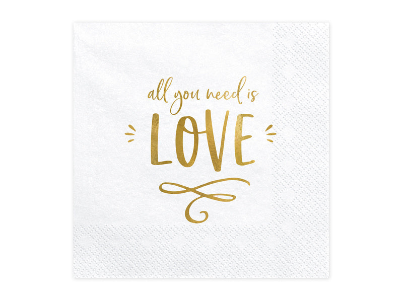 Tovaglioli All You Need Is Love 33 cm 20 pezzi