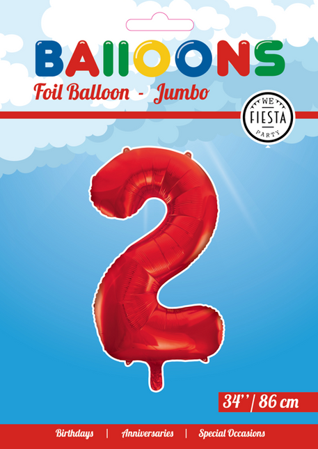 Palloncino Foil Figura 2 Rosso XL 86cm vuoto