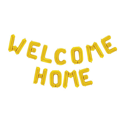 Set di palloncini a forma di lettera Welcome Home Oro