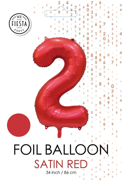 Palloncino numero rosso 2 anni lucido 86 cm