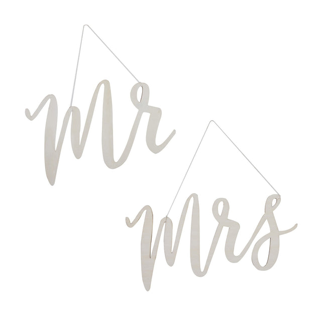 Decorazione per sedia Mr & Mrs Wood 2 pezzi