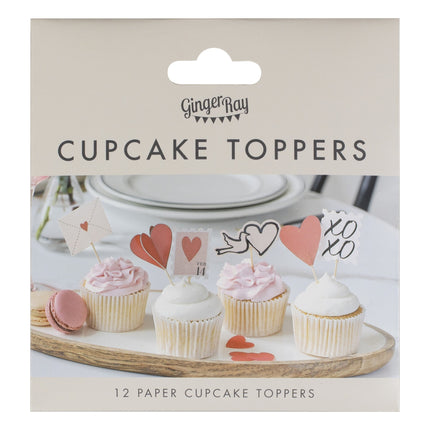 Cupcake Toppers rossi Love 12 pezzi