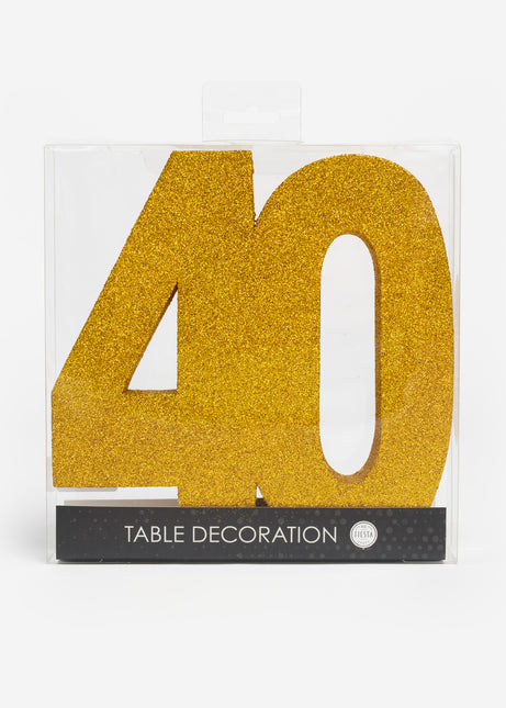 Decorazione da tavolo dorata Figura 40 Glitter 20,5 cm