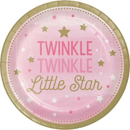 Piatti rosa Twinkle Twinkle Little Star 23 cm 8 pezzi