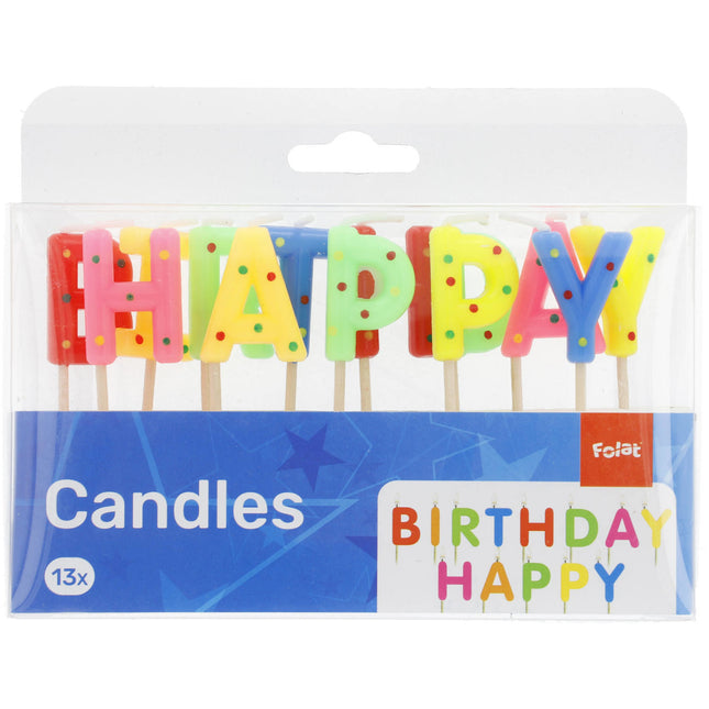 Candele di compleanno Happy Birthday Dots 6,5 cm 13 pezzi