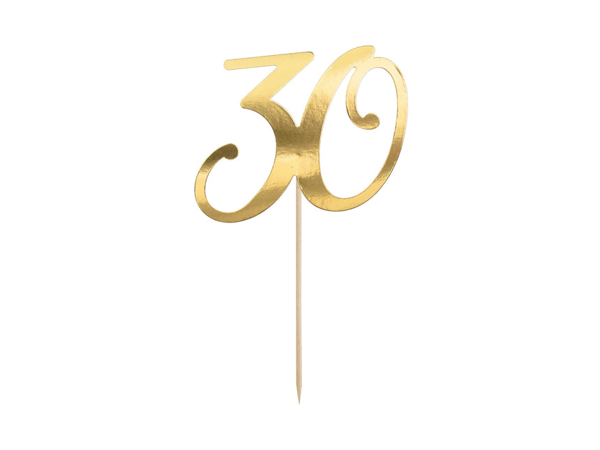 Cake topper 30 anni oro 20,5 cm