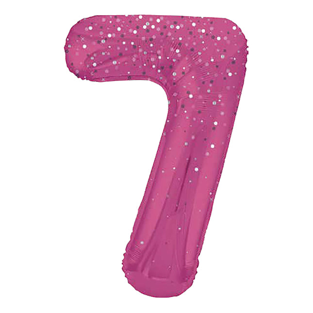 Palloncino figura 7 anni a pois rosa 86 cm