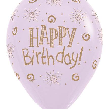 Palloncini Happy Birthday Sun Pastel Matte Mix 30cm 25pz