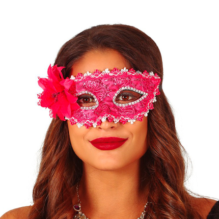 Maschera a fiori fucsia