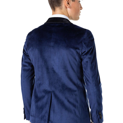 Blazer in velluto blu scuro da ragazzo OppoSuits