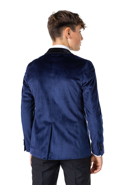 Blazer in velluto blu scuro da ragazzo OppoSuits