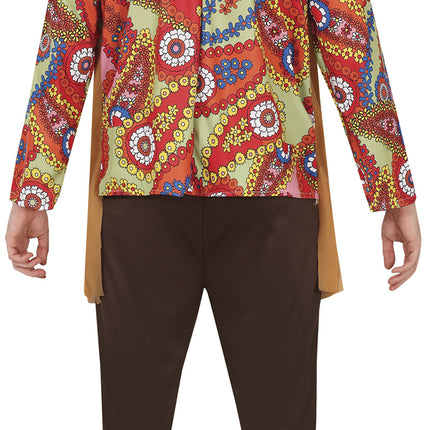 Costume Hippie 60S da uomo colorato con gilet marrone