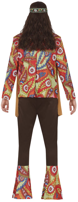 Costume Hippie 60S da uomo colorato con gilet marrone