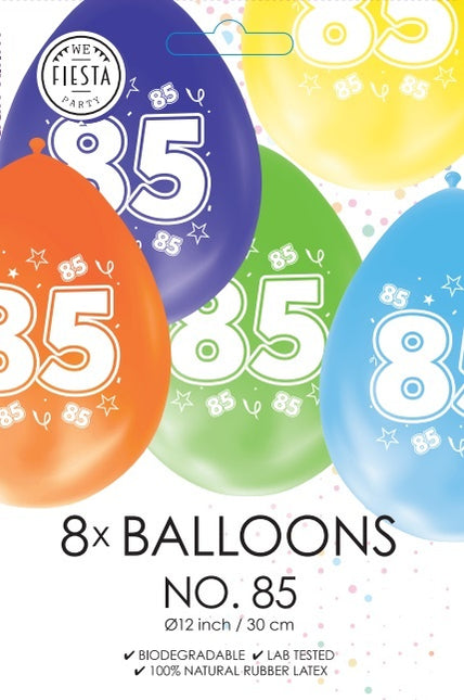 Palloncini colorati 85 anni 30 cm 8 pezzi