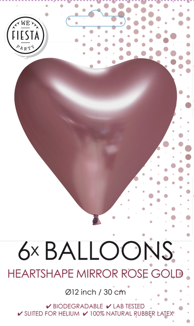 Palloncini a cuore oro rosa 30cm 6pz