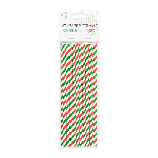 Cannucce di cartone verde bianco rosso 20pz