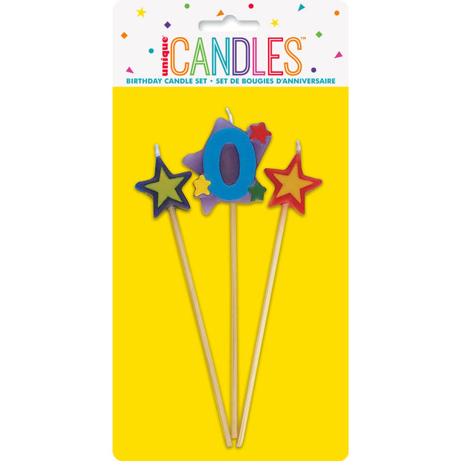 Set di candele 0 Year Stars 26cm 3pcs