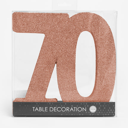 Decorazione da tavolo oro rosa Figura 70 Glitter 20,5 cm