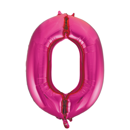 Palloncino Foil Figura 0 Fucsia XL 86cm vuoto