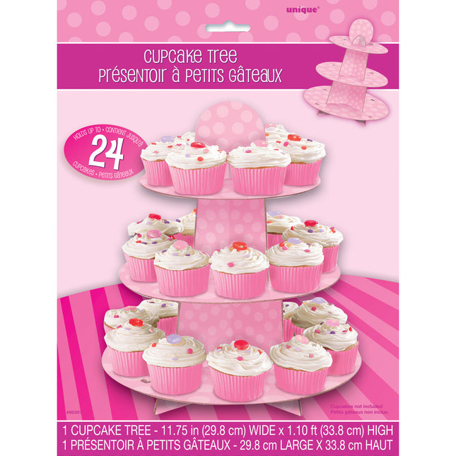 Etagere Cupcake a pois rosa 34 cm