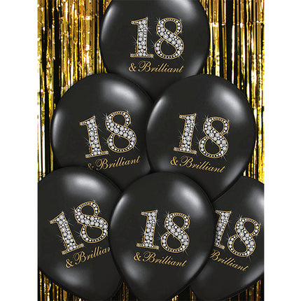 Palloncini 18 anni e nero brillante 30 cm 6 pezzi