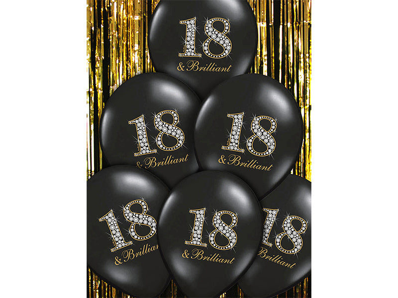 Palloncini 18 anni e nero brillante 30 cm 6 pezzi