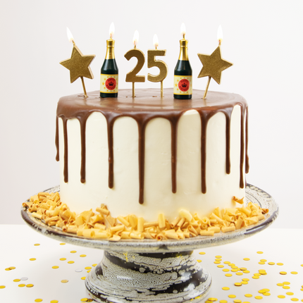 Candele 25 anni Champagne 17,5 cm