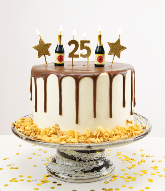 Candele 25 anni Champagne 17,5 cm