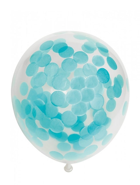 Palloncini a coriandoli azzurro 30 cm 6 pezzi