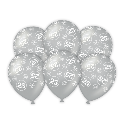 Palloncini 25 anni argento 30cm 6pz