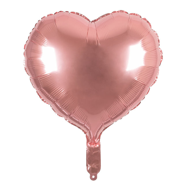 Palloncino ad elio oro rosa cuore vuoto 45 cm