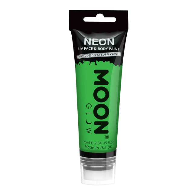 Moon Glow Neon UV Face Paint con applicatore a spugna Verde intenso 75ml