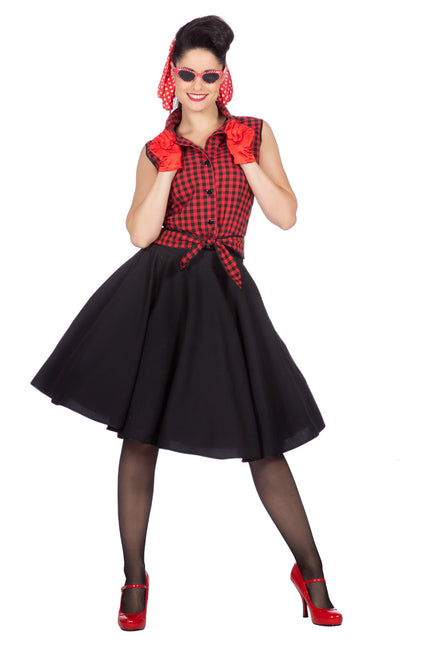 Abito Rock N Roll 50S Nero Rosso Donna