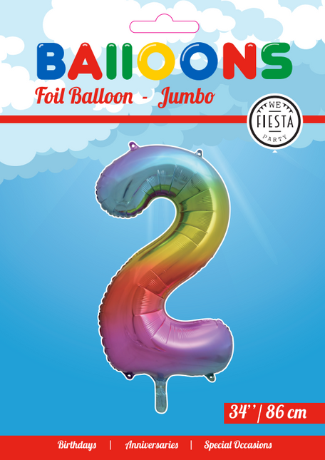 Palloncino Foil Figura 2 Rainbow XL 86cm vuoto