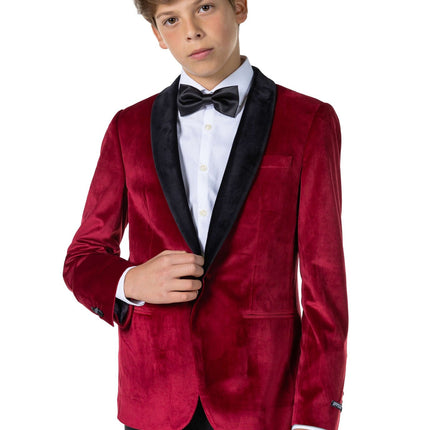 Blazer in velluto rosso bordeaux da ragazzo OppoSuits